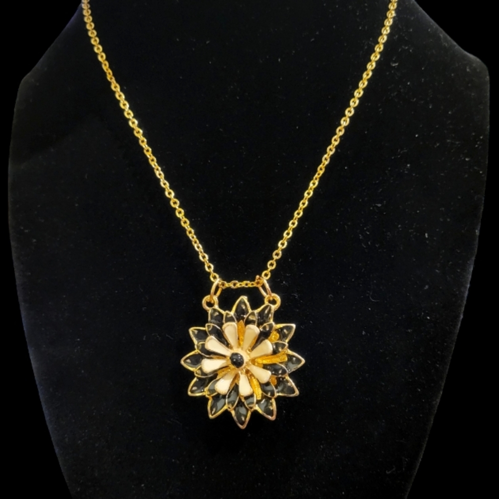 14k-Gold Plated 925 Sterling Silver Flower Petal Pendant Statement Necklace